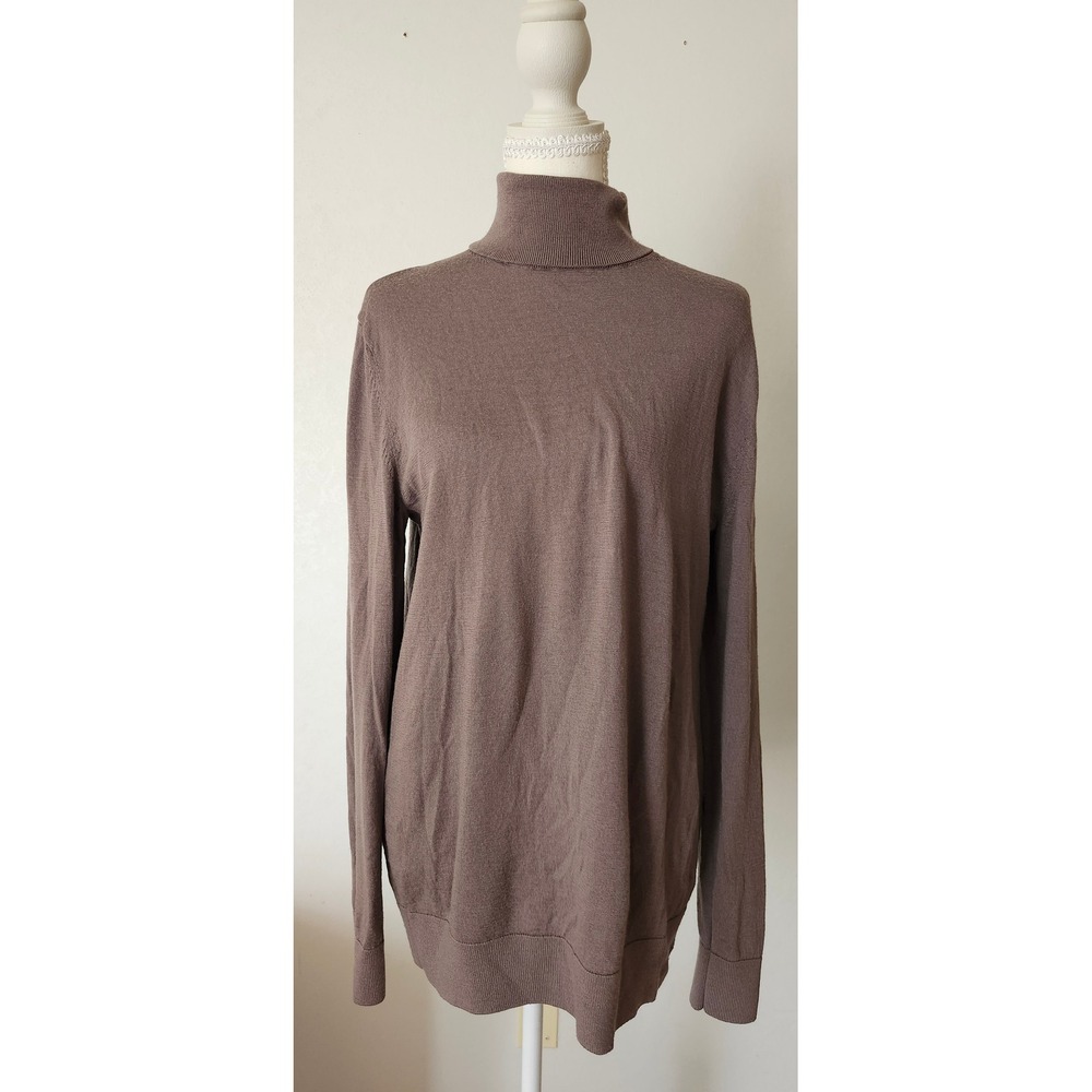 Gap Womens Medium Tall Brown 100% Merino Wool Turtleneck Sweater Quiet Luxury